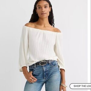 LOFT Cream Off-Shoulder Blouse